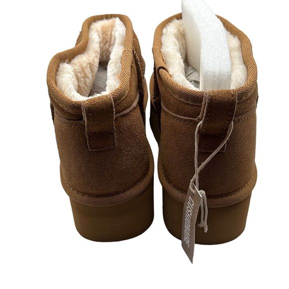 CUSHIONAIRE Women's Genuine Suede pull on platform boot 8 CHESTNUT - Picture 4 of 7
